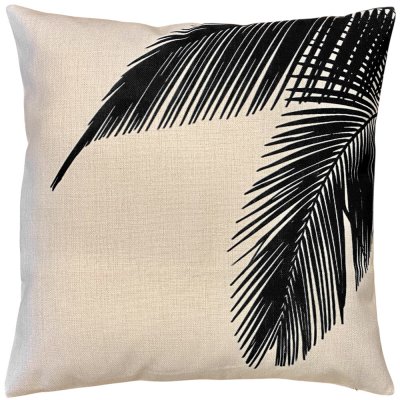 Naturfärgat kuddfodral med palmblad - 50x50 cm