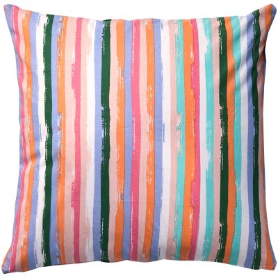 Färgglatt kuddfodral i bomull med ränder och pastellfärger - 50x50 cm