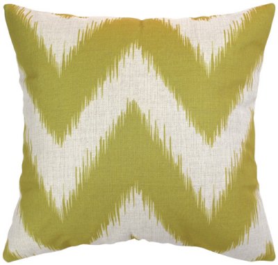 Prydnadskudde, soffkudde med zigzag-mönster i gul, limegrön