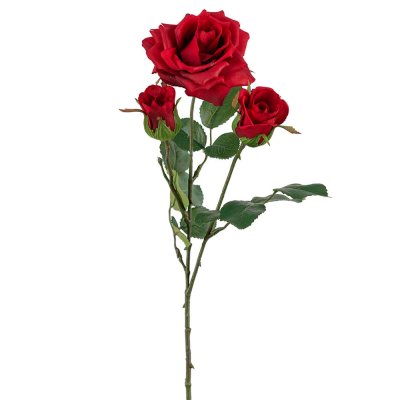 Röd ros-kvist med 3 konstgjorda blommor - 55cm hög kommer från mr plant