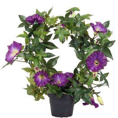Lila konstgjord Blomma för dagen från Mr Plant - 35 cm hög upphängd på metallbåge