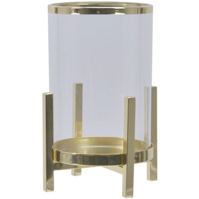 Guld Ljuslykta klarglas mässing - 22 cm hög
