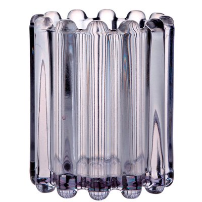 Ljuslykta i rökfärgat mörkblått glas för värmeljus - 11 cm hög