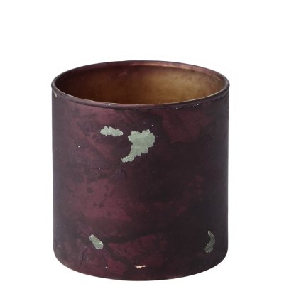 Mörkt vinröd ljuslykta, värmeljushållare i glas - Grå och vinröd 8 cm