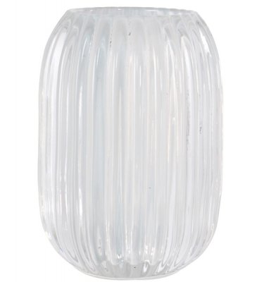 Vit Ljuslykta för värmeljus - klarglas 13 cm hög