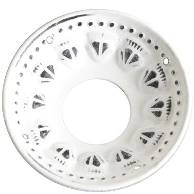 Vit ljusmanschett i antikbehandlad plåt - 6,5 cm