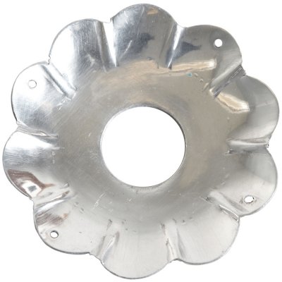 Ljusmanschett i metall silver bankat mönster - 8 cm