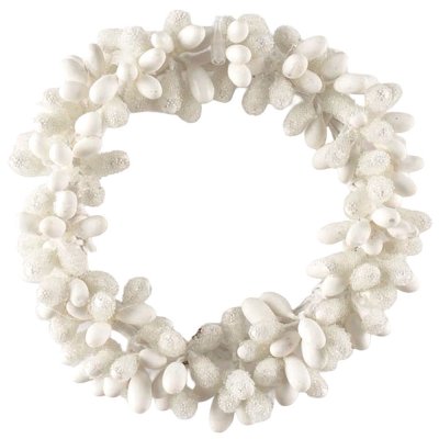 Ljusmanschett för blockljus - Vit med is, frost, glitter - Ljus 7cm