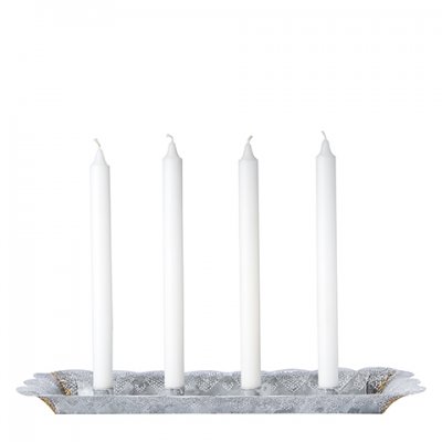 Adventljusstake antik grå vit - 44x17 cm