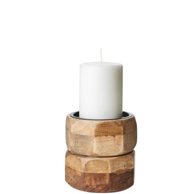 Ljusstake bronx natur - blockljus 12 cm hög 8-kantig struktur - Affari