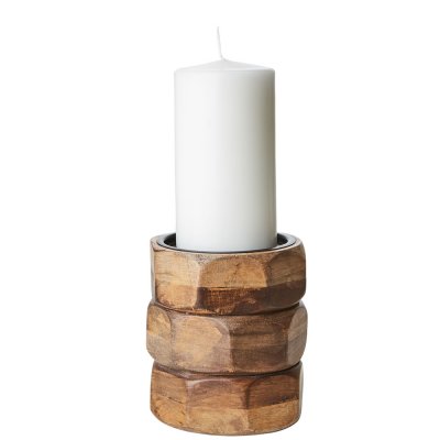 Ljusstake bronx natur - blockljus 14 cm hög 8-kantig struktur - Affari