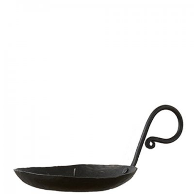 Ljusstake i svart järnsmide, med dekorativt handtag