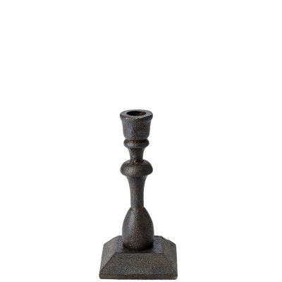 Svart, brun ljusstake i gjutjärn och antikbehandlad finish - 17 cm hög