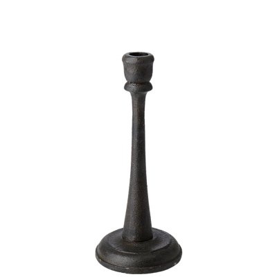 Svart, brun ljusstake i gjutjärn och antikbehandlad finish - 23 cm hög