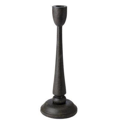 Svart, brun ljusstake i gjutjärn och antikbehandlad finish - 28 cm hög