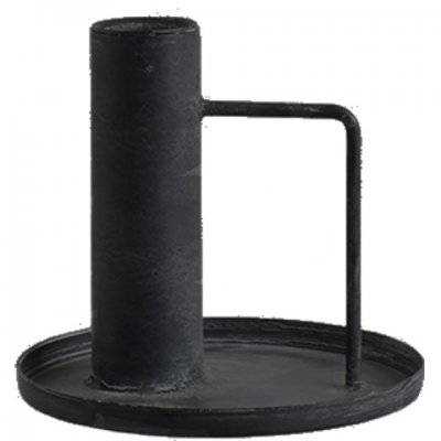 Svart ljusstake i antikbehandlat järn