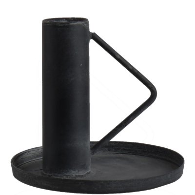 Svart ljusstake i antikbehandlat järn