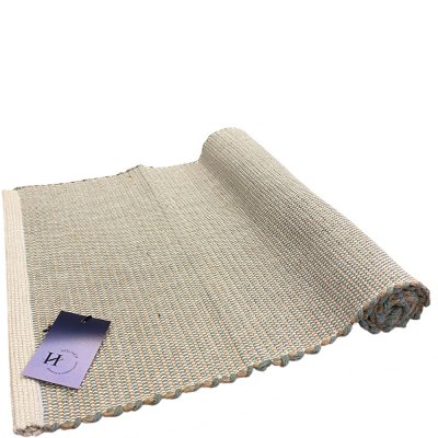 Sandgrön och beige bordslöpare Birk i jute och bomull från Holmen Design - 140x40 cm