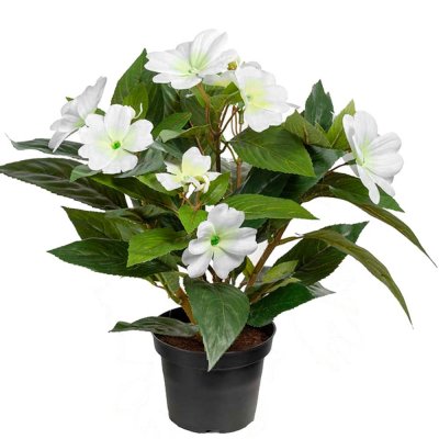 Vit Lyckliga Lotta 30 cm konstgjord blomma, krukväxt från mr Plant