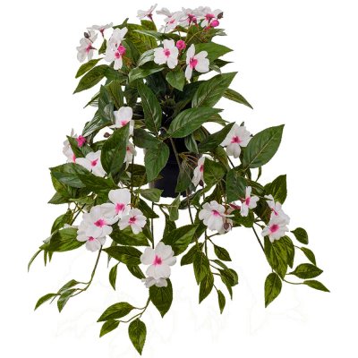 Hängväxt Vit-Rosa Lyckliga Lotta 60 cm konstgjord blomma, krukväxt från mr Plant