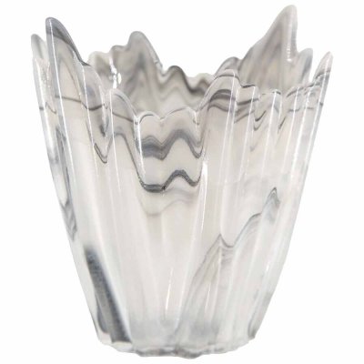Vit och grå ljuslykta, värmeljushållare i glas med marmormönster från Holmen Design - 12,5 cm