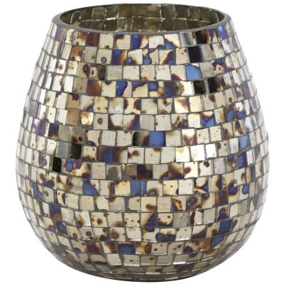 Ljuslykta, värmeljushållare i glas, silver - 15 cm hög