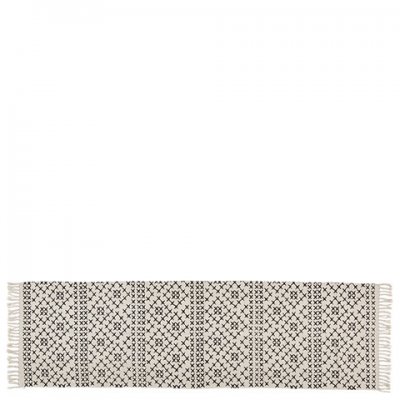 Lång matta i offwhite med svart mönster - 240 x 70 cm