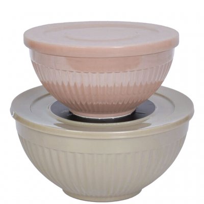 Melaminskålar med plastlock 2 stora skålar