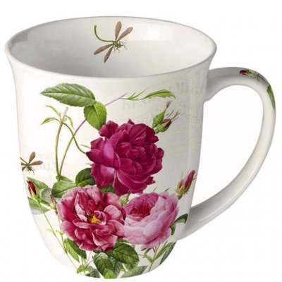 Mugg Design Amber med Rosa pioner gröna blad - Ambiente 40 cl
