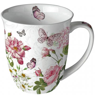 Mugg Design med amelia, buskros, sommarblommor och fjärilar - Ambiente 40 cl