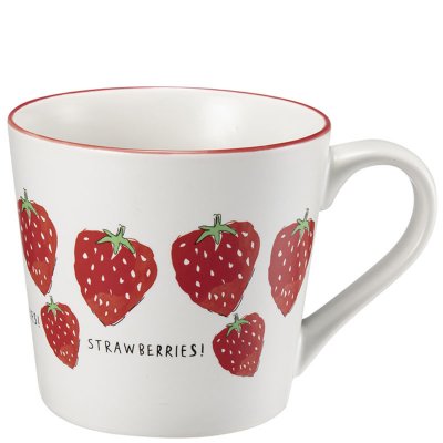 Vit Mugg med Röda Jordgubbar - Berry från Modern House 40 cl