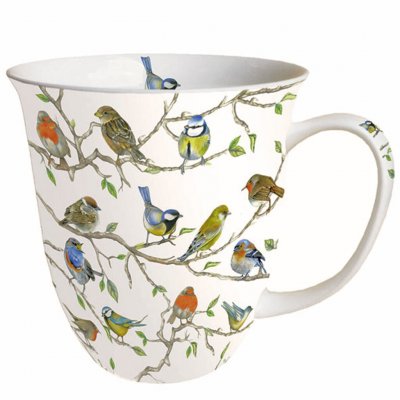 Mugg Design med många olika fåglar, fågelarter- Ambiente 40 cl