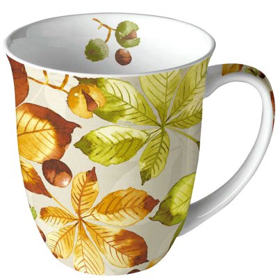 Mugg Design med kastanj och löv höst - Ambiente 40 cl