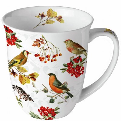 Mugg Design med höst och vinterfåglar på bärkvistar - Ambiente 40 cl