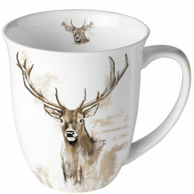 Mugg Ambiente Antlers Renhorn - Jul Design med Ren och horn på vit mugg 40 cl