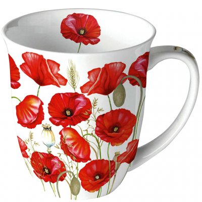Mugg Design med röd vallmo sommarblommor - Ambiente 40 cl