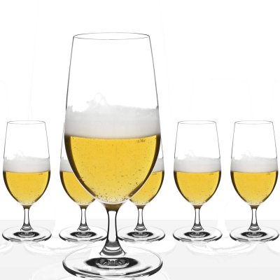 6st ölglas på fot, kristallglas sontell 395ml