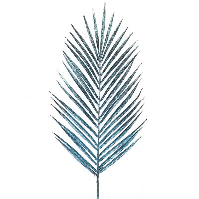 Turkos palmblad med glitter - 50 cm