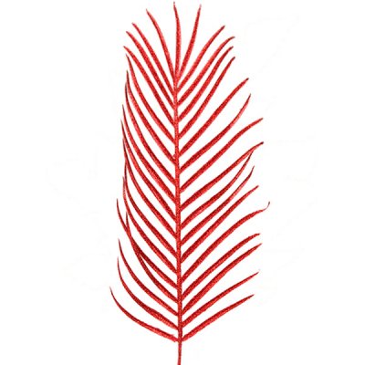 Rött palmblad med glitter - Konstväxt 57 cm