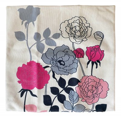 Kuddfodral med rosblad i cerise 45x45 cm