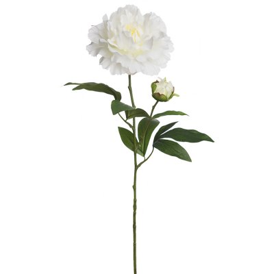 Konstblomma vit pion på kvist - 65 cm