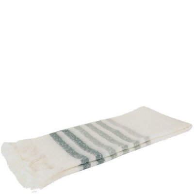Vit pläd med grön turkos ränder, mönster - 160x130 cm