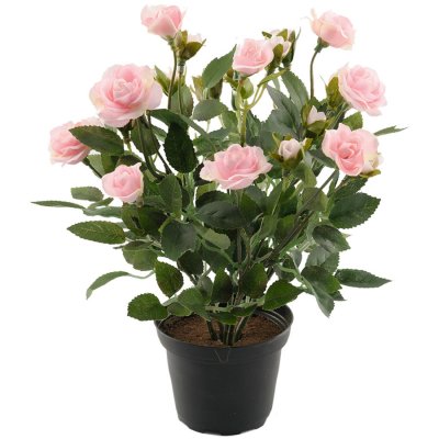 Rosa ros konstblomma i kruka - 30 cm