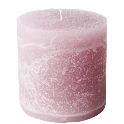 rosa och lila blockljus old rose i rustik stil - 10 cm höga