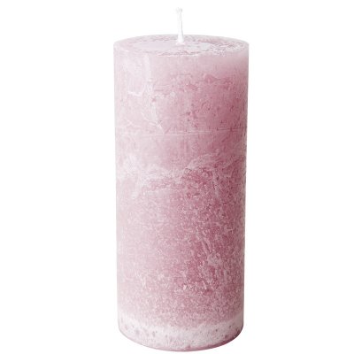 rosa och lila blockljus old rose i rustik stil - 15 cm höga