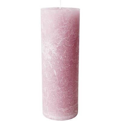 rosa och lila blockljus old rose i rustik stil - 20 cm höga