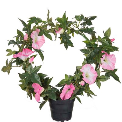 Rosa konstgjord Blomma för dagen från Mr Plant - 35 cm hög upphängd på metallbåge