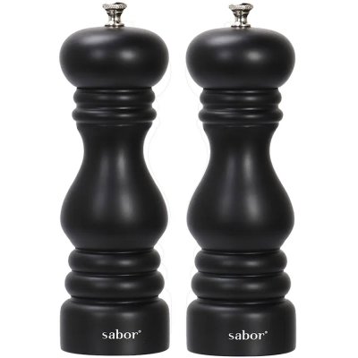 Salt och pepparkvarn 2-set från Sabor. Mattsvart Karbonstål 15 cm