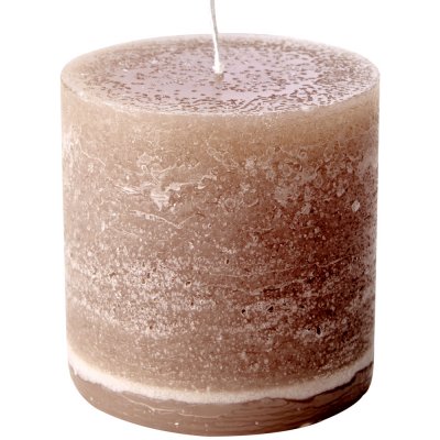 Beige breda blockljus sand rustik 10 cm