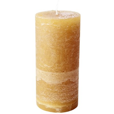 Gula, senapsgula blockljus ocra i rustik stil - 15 cm höga